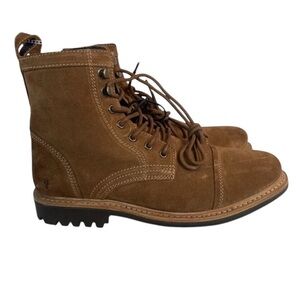 Frye Men’s Russell Tan Lace‎ Up Leather Suede Boots Size 9.5 brand new